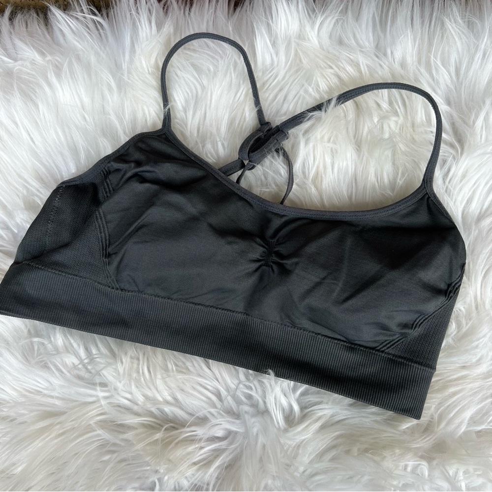 Aerie Dark Gray Strappy Back Racerback Bralette